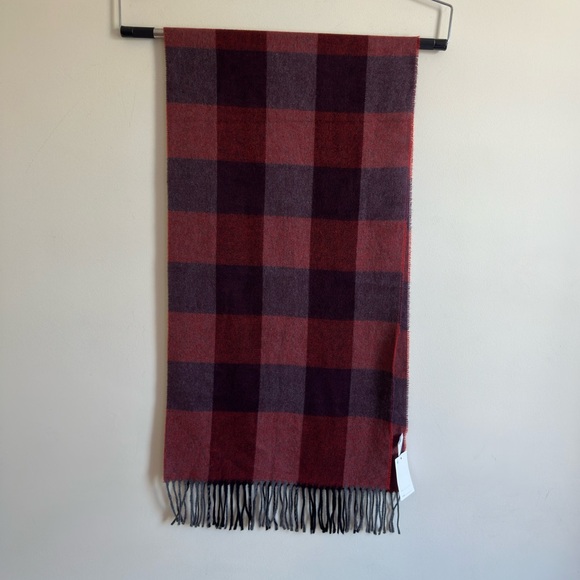 Accessori Italiani Plaid Fringe Scarf in Red and Black - Picture 1 of 9